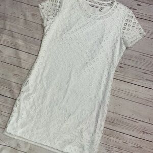 Isaac Mizrahi Small Short Cap Sleeve White‎ Lace Mini Dress Summer Sundress